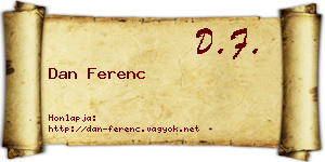 Dan Ferenc névjegykártya
